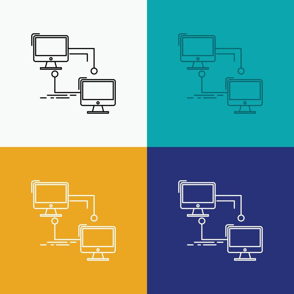 local, lan, connection, sync, computer Icon Over Various Background. Line style design, designed for web and app. Eps 10 vector illustration