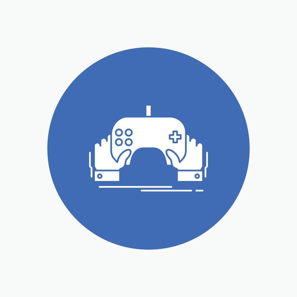 game. gaming. mobile. entertainment. app White Glyph Icon in Circle. Vector Button illustration