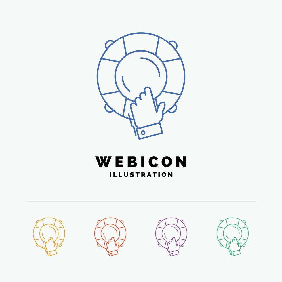 emergency. guard. help. insurance. lifebuoy 5 Color Line Web Icon Template isolated on white. Vector illustration