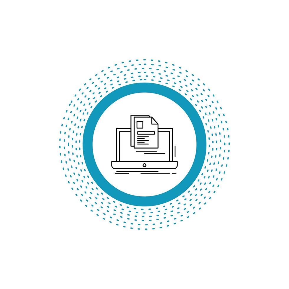account. Laptop. Report. Print. Resume Line Icon. Vector isolated illustration