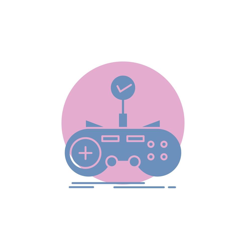 Check. controller. game. gamepad. gaming Glyph Icon. vector