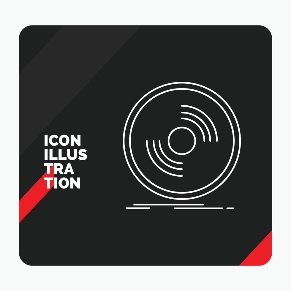 Red and Black Creative presentation Background for Disc. dj. phonograph. record. vinyl Line Icon vector