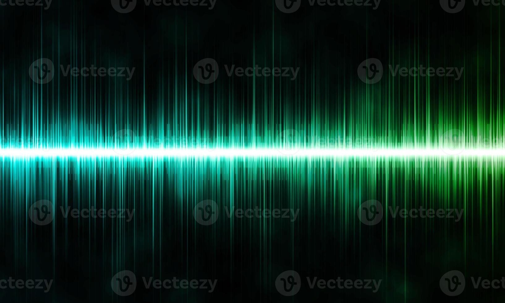 Green abstract sound waves on black background photo