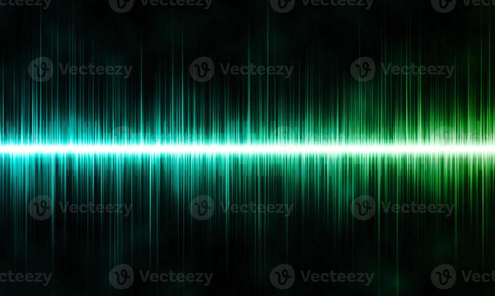 Green abstract sound waves on black background photo