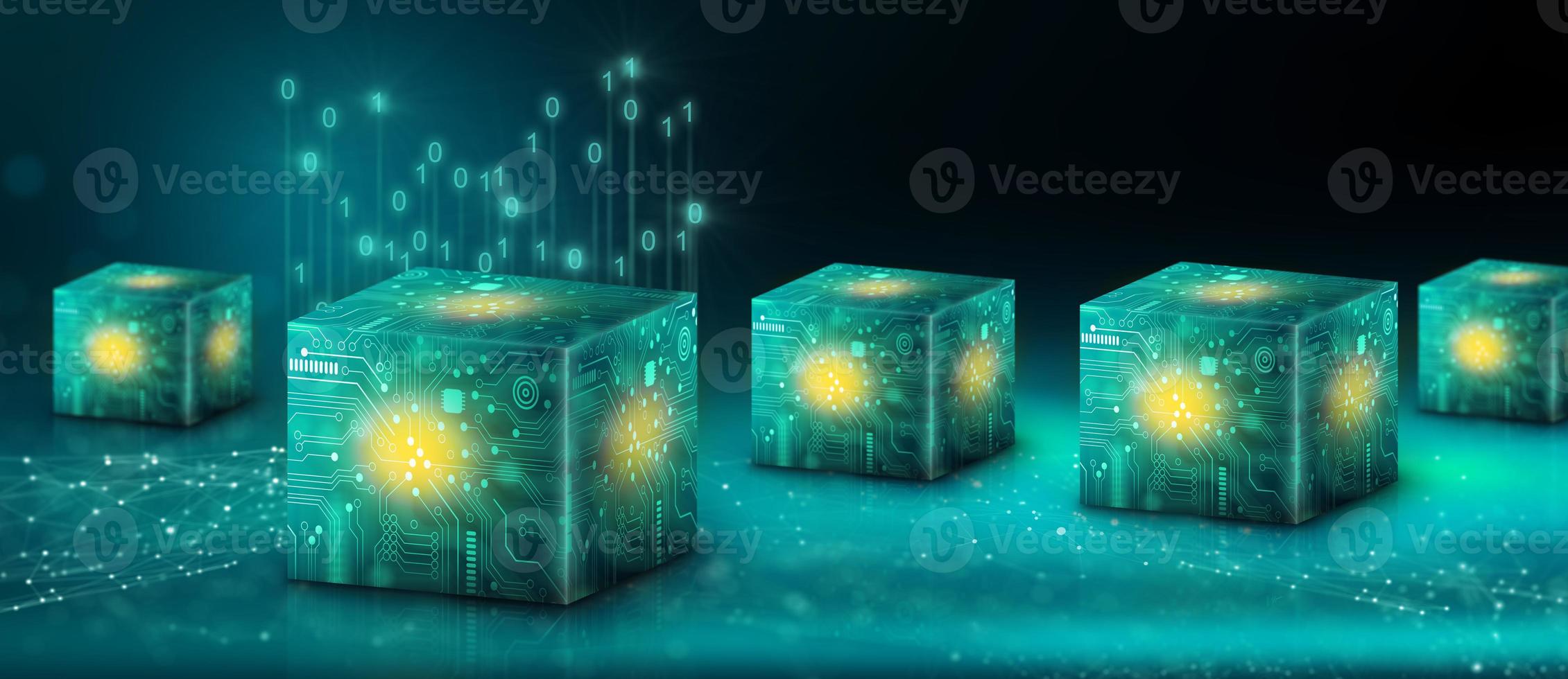 Cube computing technology. Cloud data and Internet Security. photo