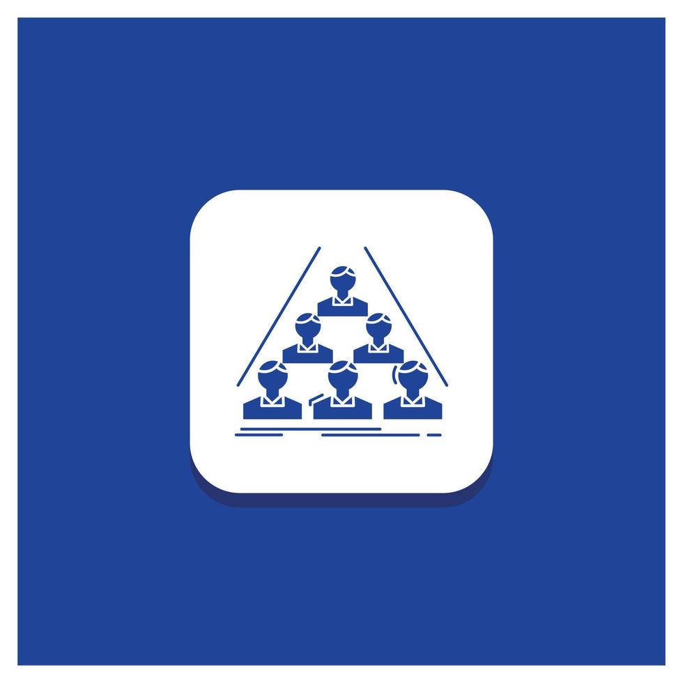 Blue Round Button for team. build. structure. business. meeting Glyph icon vector