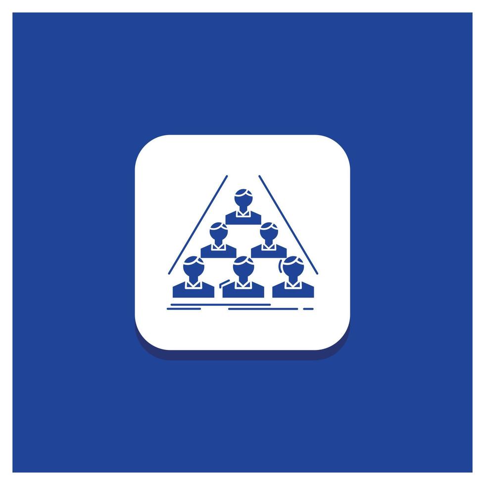 Blue Round Button for team. build. structure. business. meeting Glyph icon vector