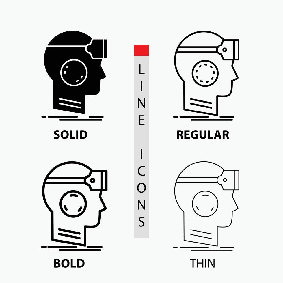 VR. googles. headset. reality. virtual Icon in Thin. Regular. Bold Line and Glyph Style. Vector illustration