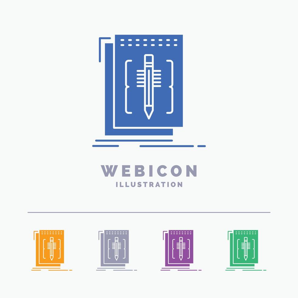 Code. edit. editor. language. program 5 Color Glyph Web Icon Template isolated on white. Vector illustration