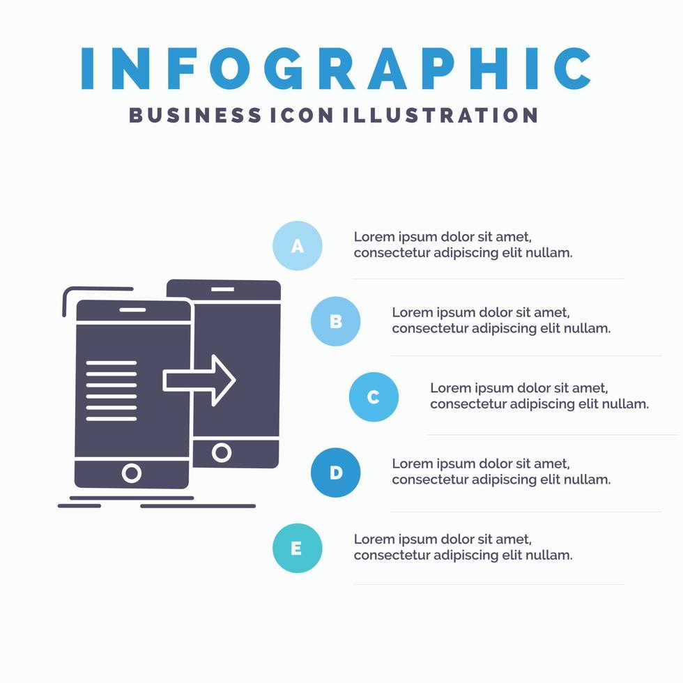 datos. intercambio. sincronizar sincronización. sincronización de plantilla de infografía para sitio web y presentación. icono de glifo gris con ilustración de vector de estilo infográfico azul.