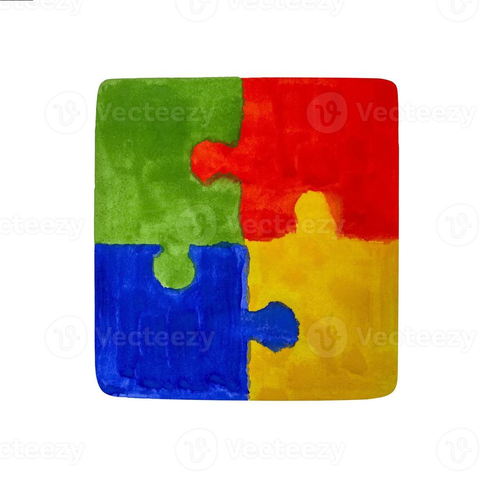 Colorful jigsaw puzzle painted background photo