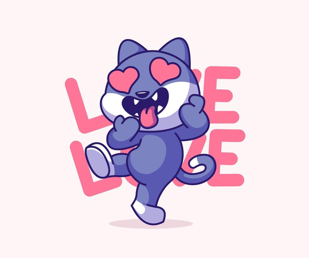 lindo gato enamorándose de dibujos animados vector icono ilustración.