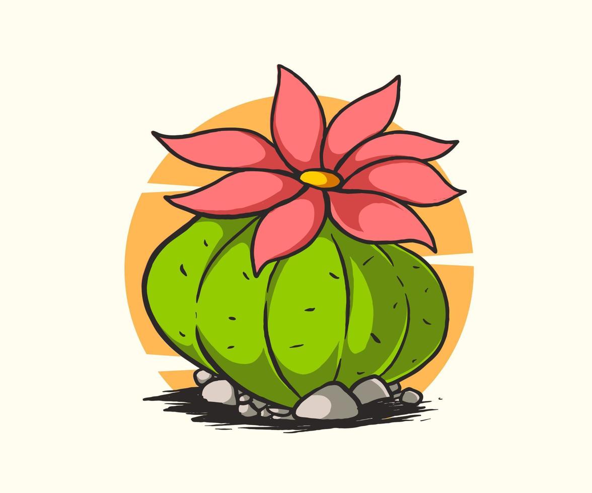 vector e ilustración de cactus de dibujos animados, estilo dibujado a mano.