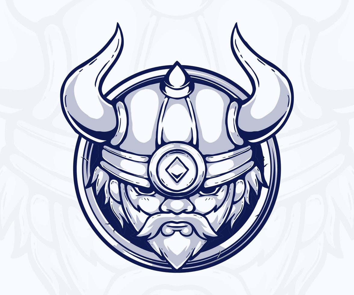 diseño de logotipo vectorial de ilustración de mascota vikinga, estilo dibujado a mano vector