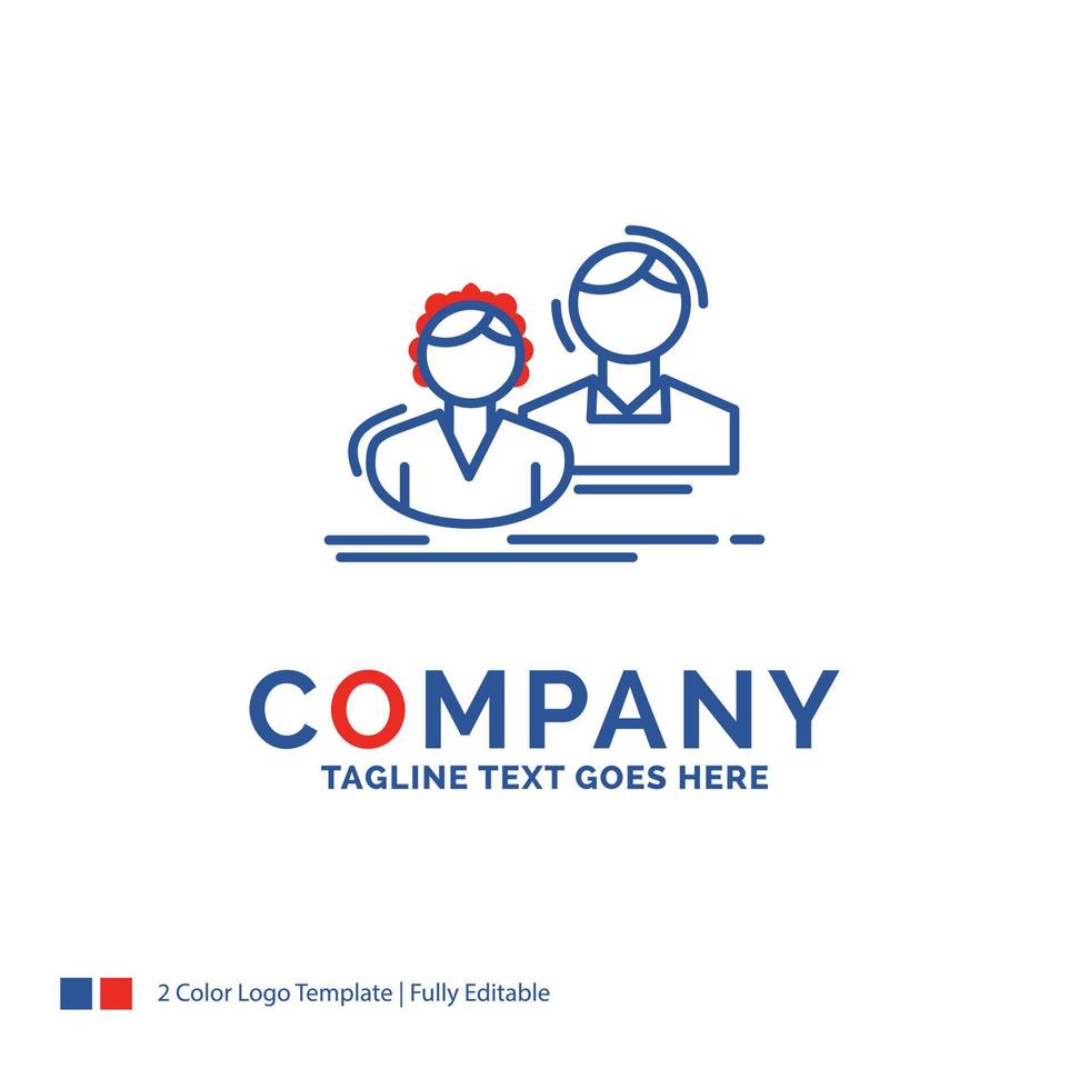 Company Name Logo Design For student. employee. group. couple. team. Blue and red Brand Name Design with place for Tagline. Abstract Creative Logo template for Small and Large Business. vector