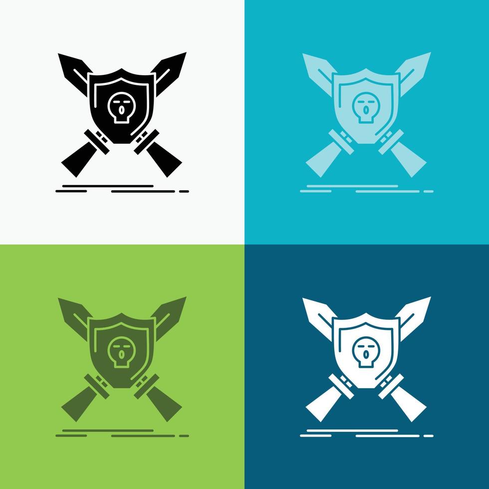Badge. emblem. game. shield. swords Icon Over Various Background. glyph style design. designed for web and app. Eps 10 vector illustration