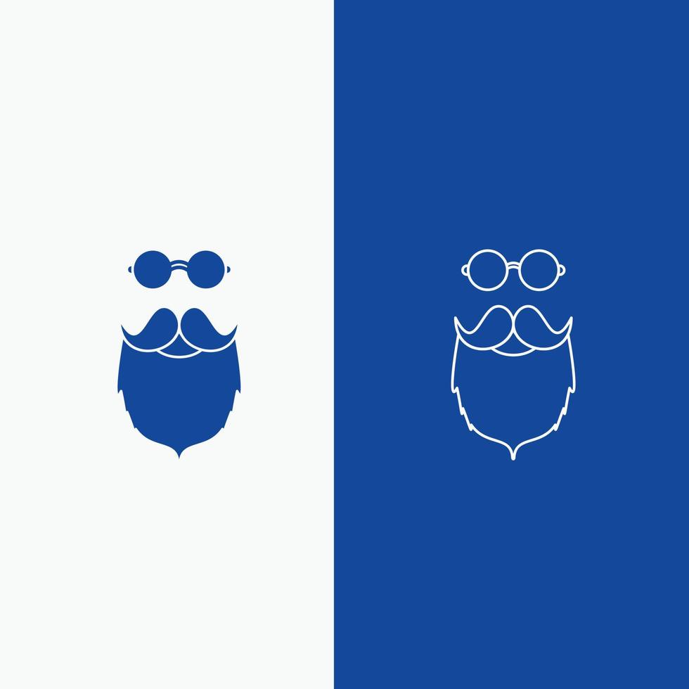 bigote. inconformista. movimiento soportado línea de hombres y botón web de glifo en banner vertical de color azul para ui y ux. sitio web o aplicación móvil vector