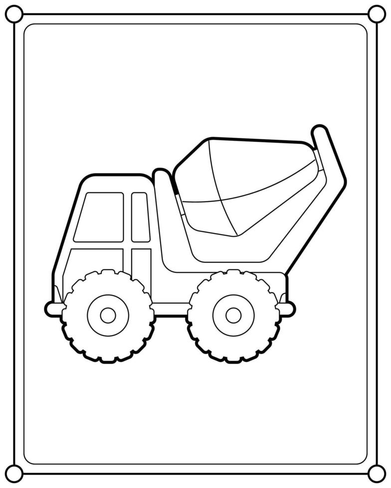 Concrete mixer truck suitable for children's coloring page vector illustration