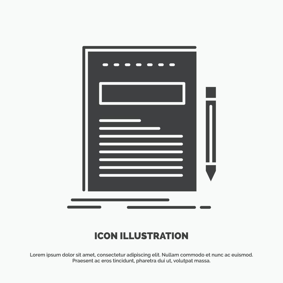 Business. document. file. paper. presentation Icon. glyph vector gray symbol for UI and UX. website or mobile application