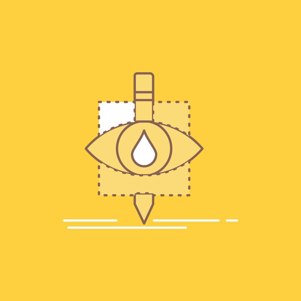 Ecology. monitoring. pollution. research. science Flat Line Filled Icon. Beautiful Logo button over yellow background for UI and UX. website or mobile application vector