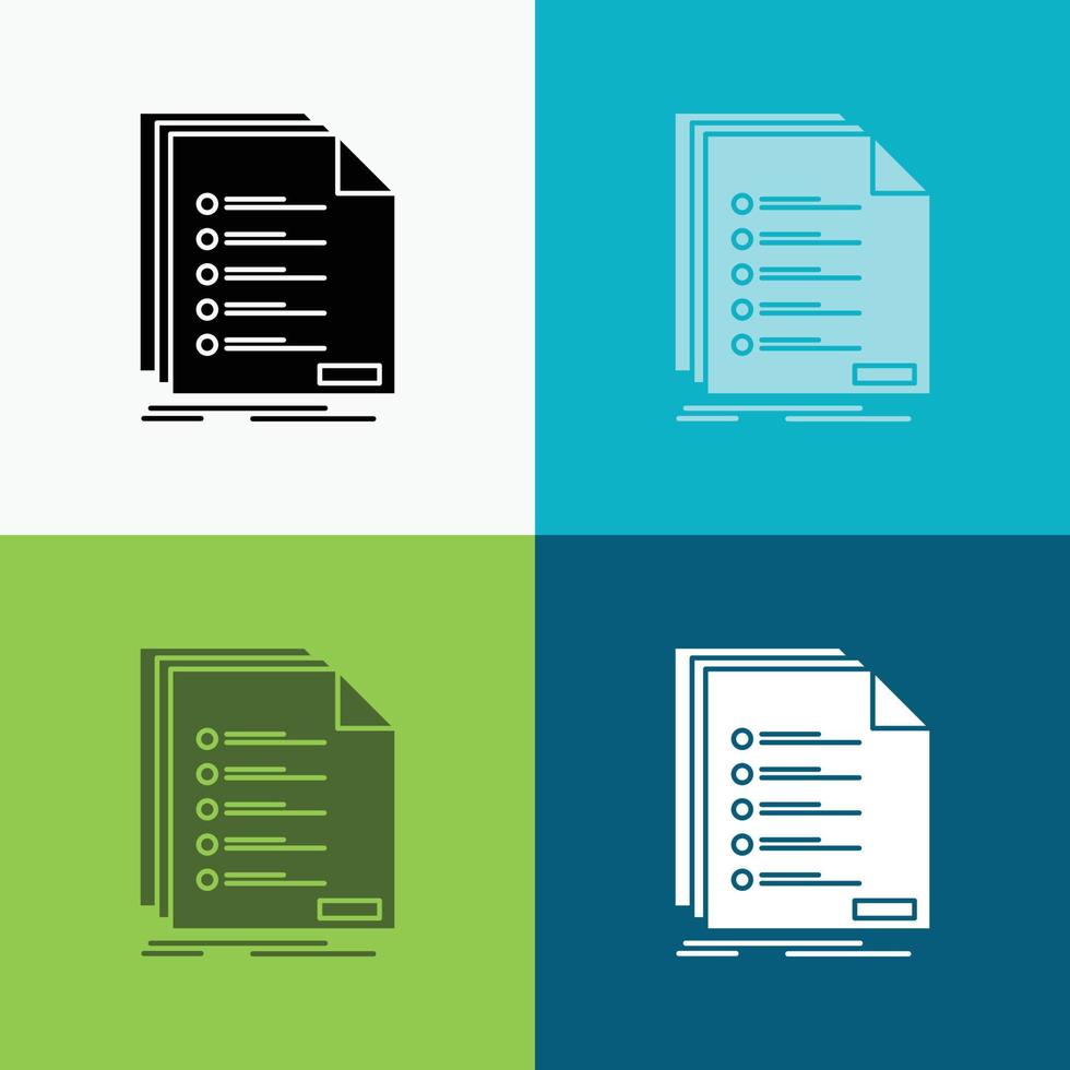 Check. filing. list. listing. registration Icon Over Various Background. glyph style design. designed for web and app. Eps 10 vector illustration