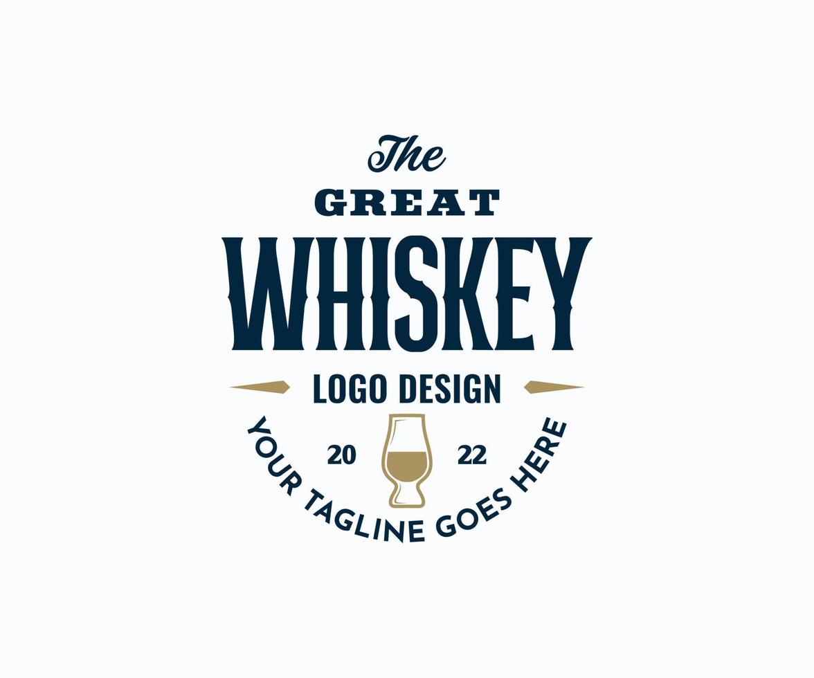 Whiskey vector emblems badge label or logo in vintage