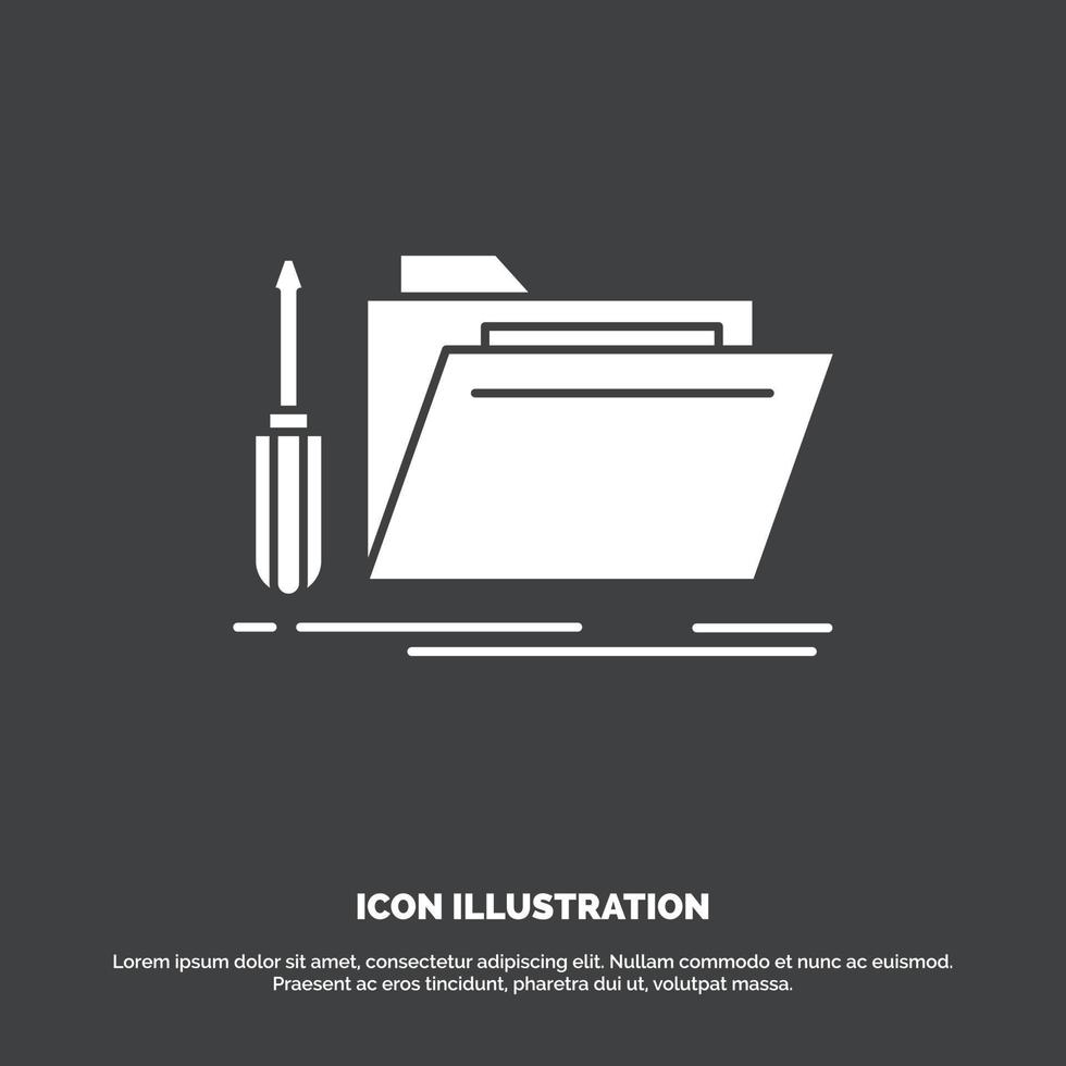 folder. tool. repair. resource. service Icon. glyph vector symbol for UI and UX. website or mobile application