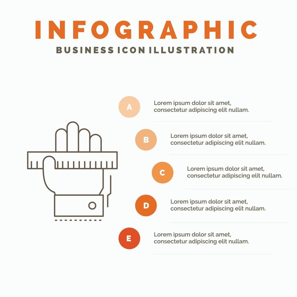 Education. hand. learn. learning. ruler Infographics Template for Website and Presentation. Line Gray icon with Orange infographic style vector illustration