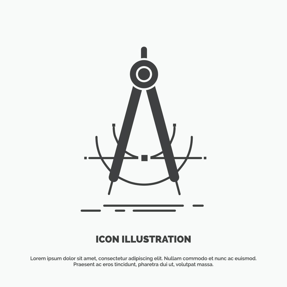 Precision. accure. geometry. compass. measurement Icon. glyph vector gray symbol for UI and UX. website or mobile application