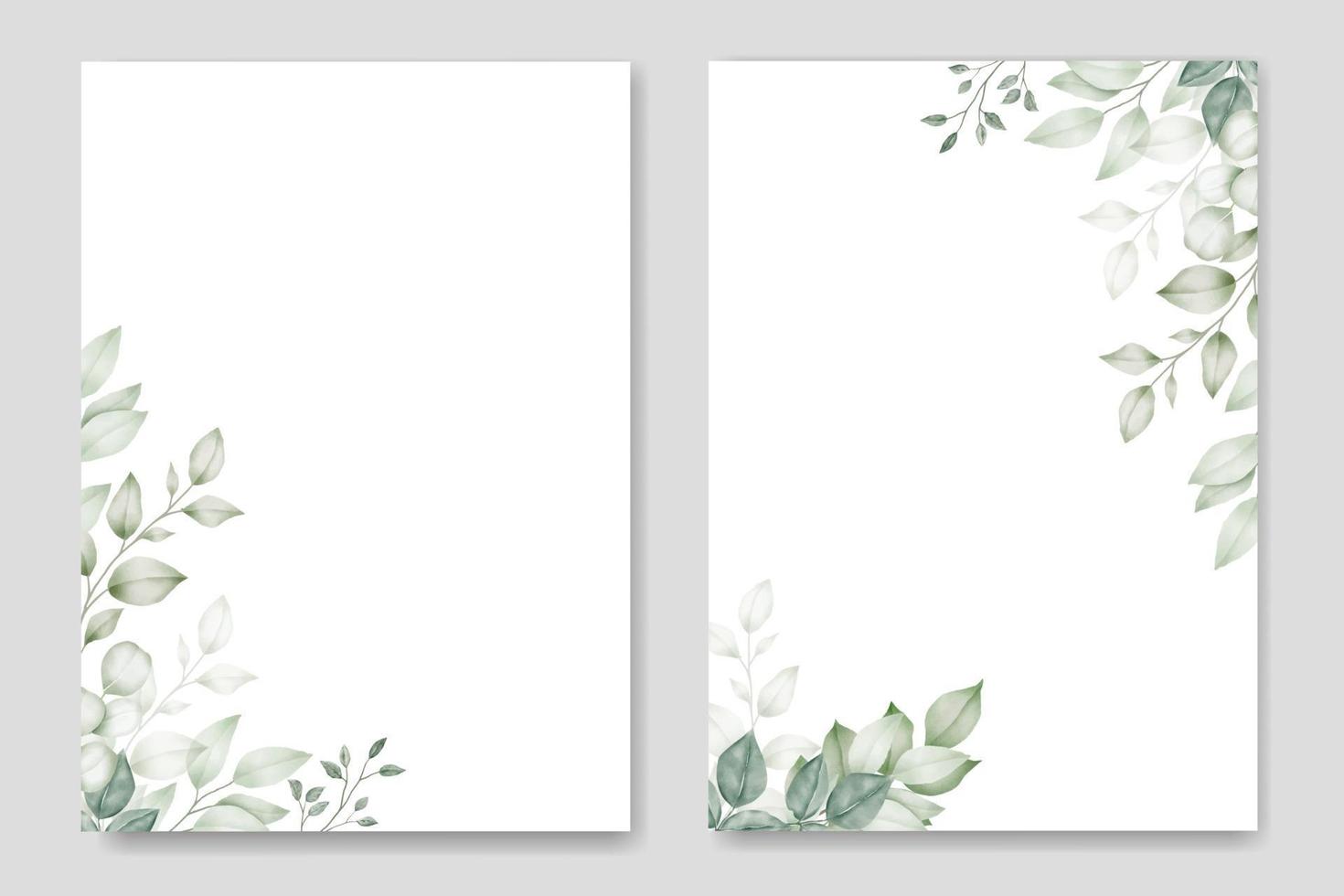 acuarela de tarjeta de invitación de boda de hoja verde vector