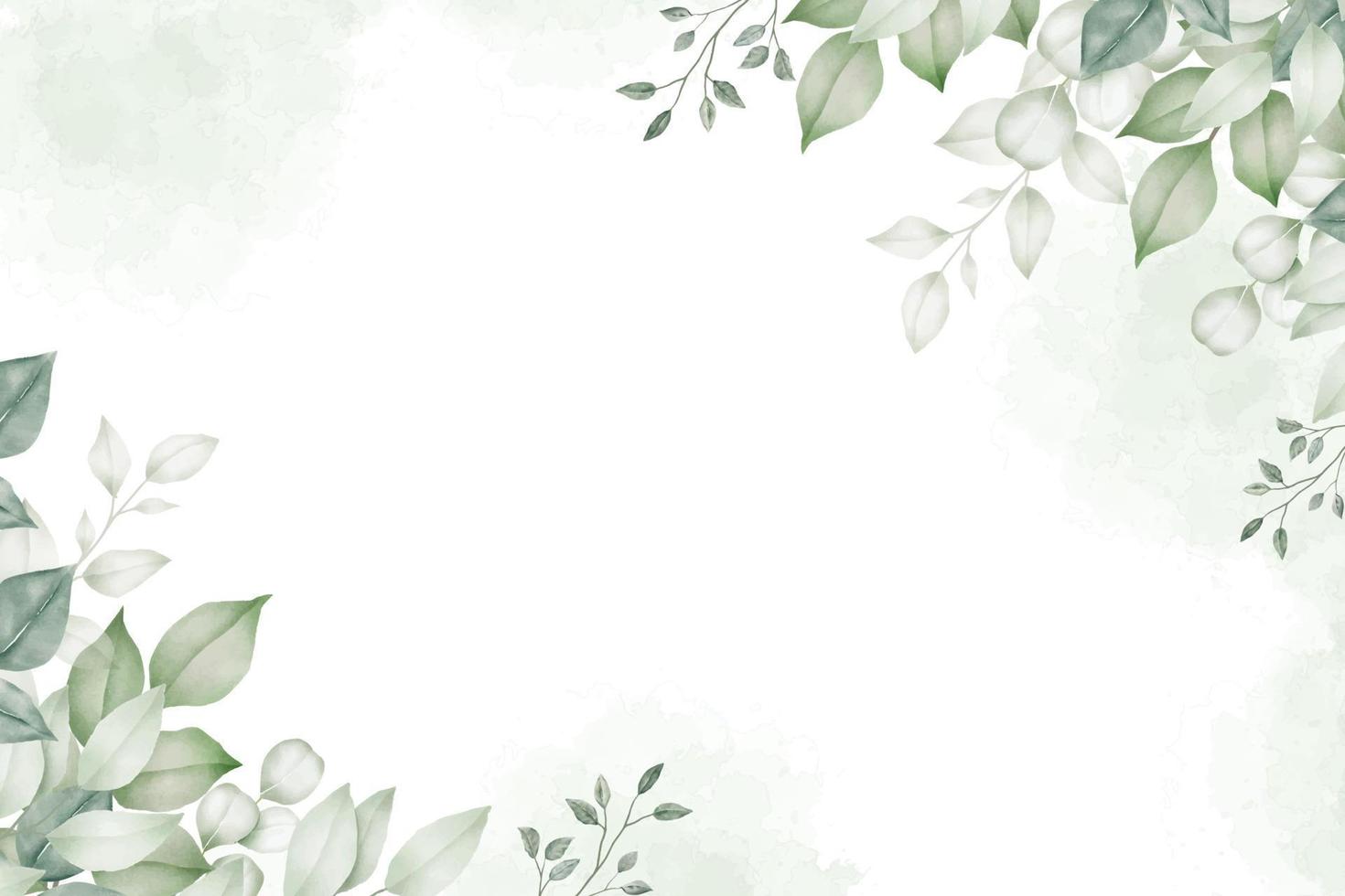 Greenery Leaf Wedding Invitation card Watercolor 12814426 Vector Art at