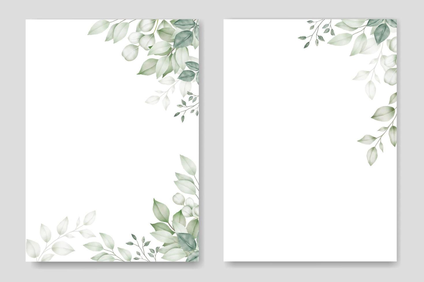 acuarela de tarjeta de invitación de boda de hoja verde vector