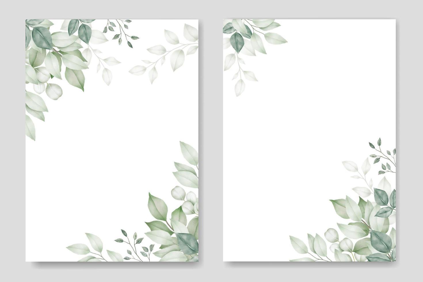 Greenery Leaf Wedding Invitation card Watercolor vector