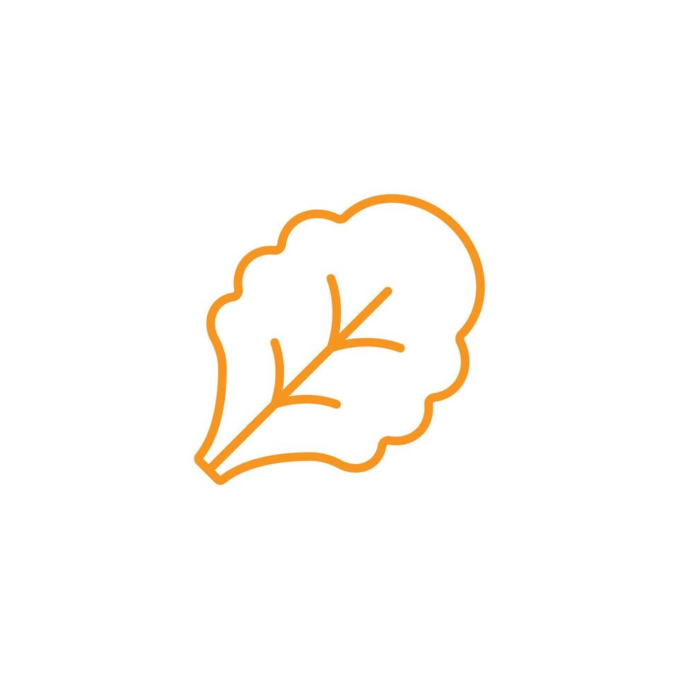 eps10 naranja vector hoja lechuga planta línea arte icono aislado sobre fondo blanco. símbolo de contorno de lechuga o ensalada en un estilo moderno y plano simple para el diseño de su sitio web, logotipo y aplicación móvil