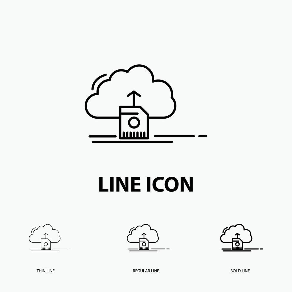 cloud, upload, save, data, computing Icon in Thin, Regular and Bold Line Style. Vector illustration