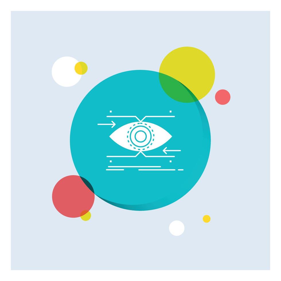 attention. eye. focus. looking. vision White Glyph Icon colorful Circle Background vector