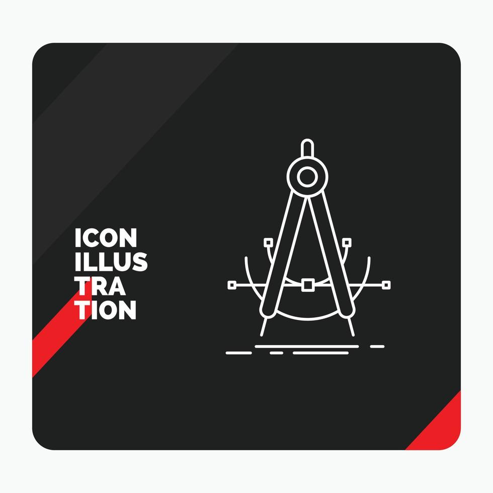 Red and Black Creative presentation Background for Precision. accure. geometry. compass. measurement Line Icon vector