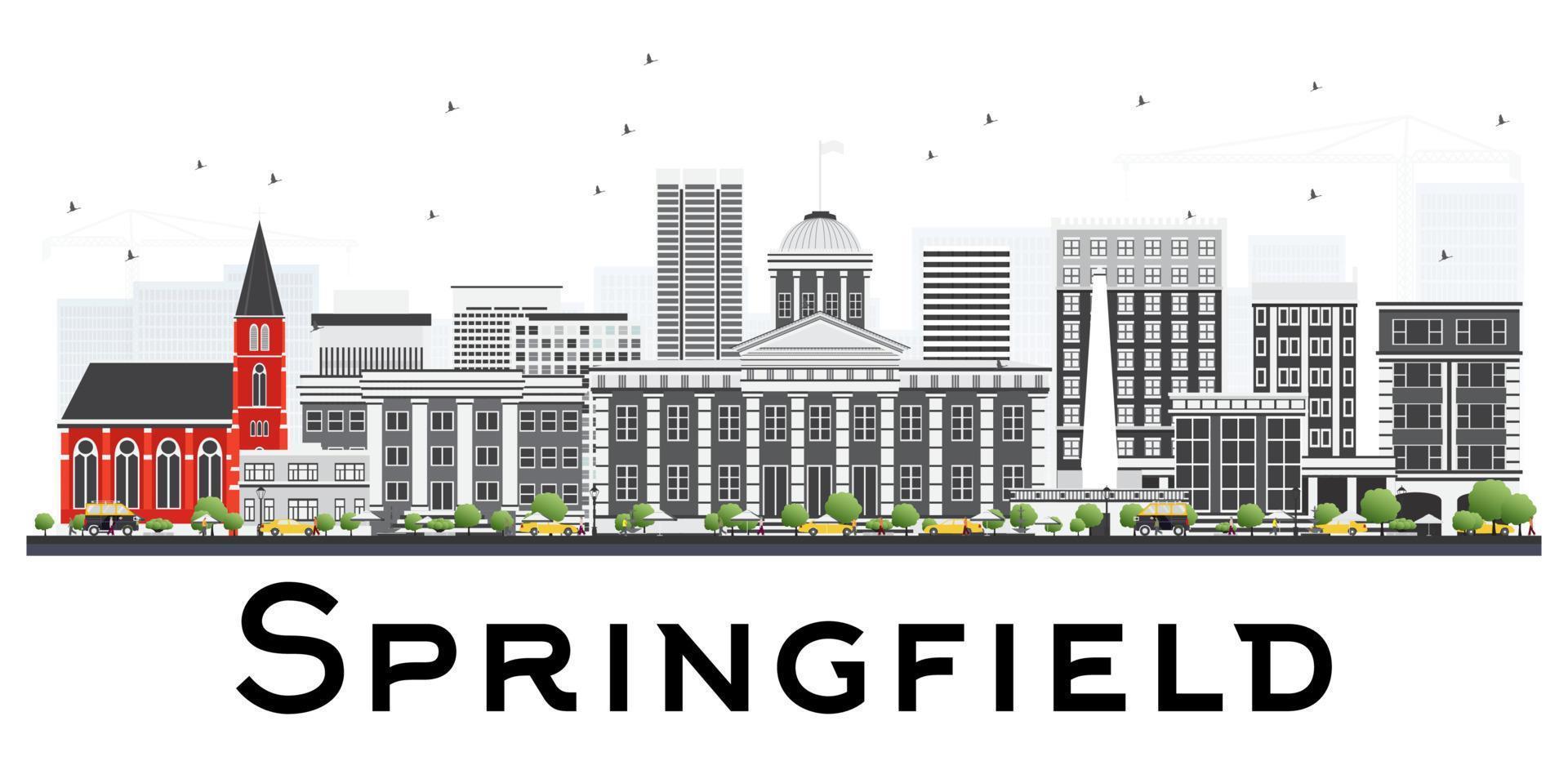 Springfield Skyline with Gray Buildings Isolated on White Background. vector
