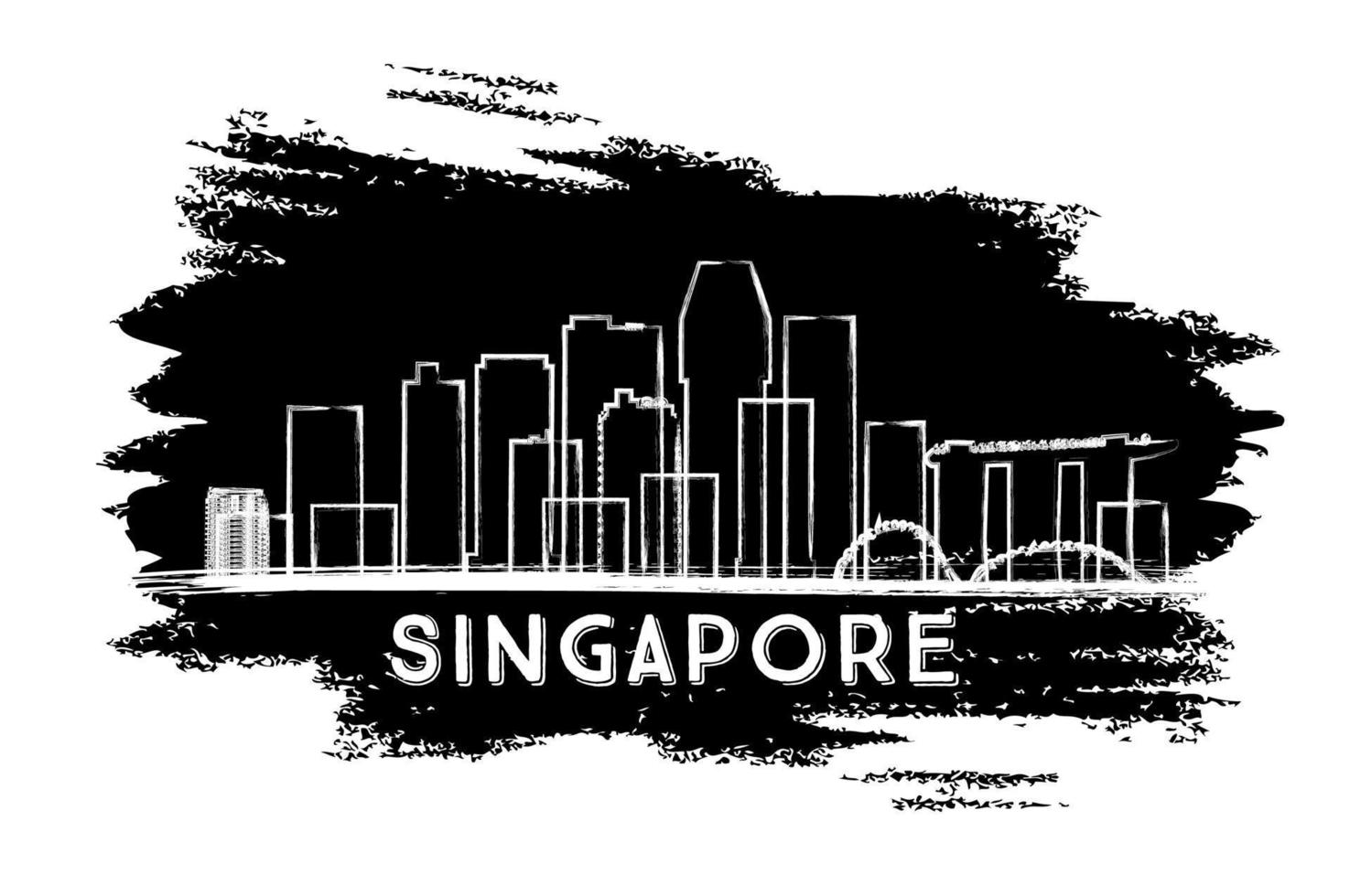 Singapore Skyline Silhouette. Hand Drawn Sketch. vector