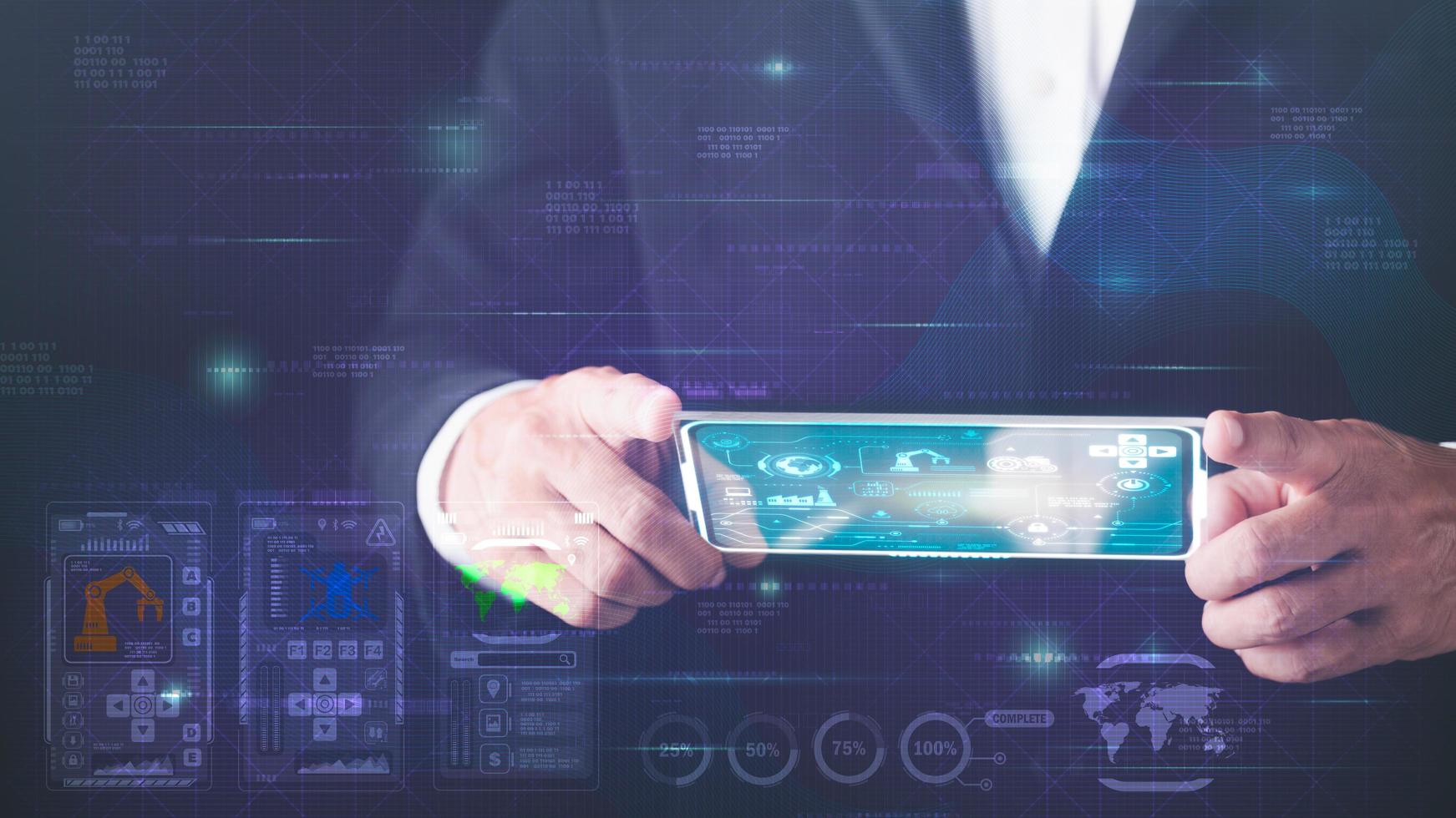 Engineer Management Virtual Control Panel and business processes,Innovative concepts and automation,software technology and process management in industry,production optimization technology photo