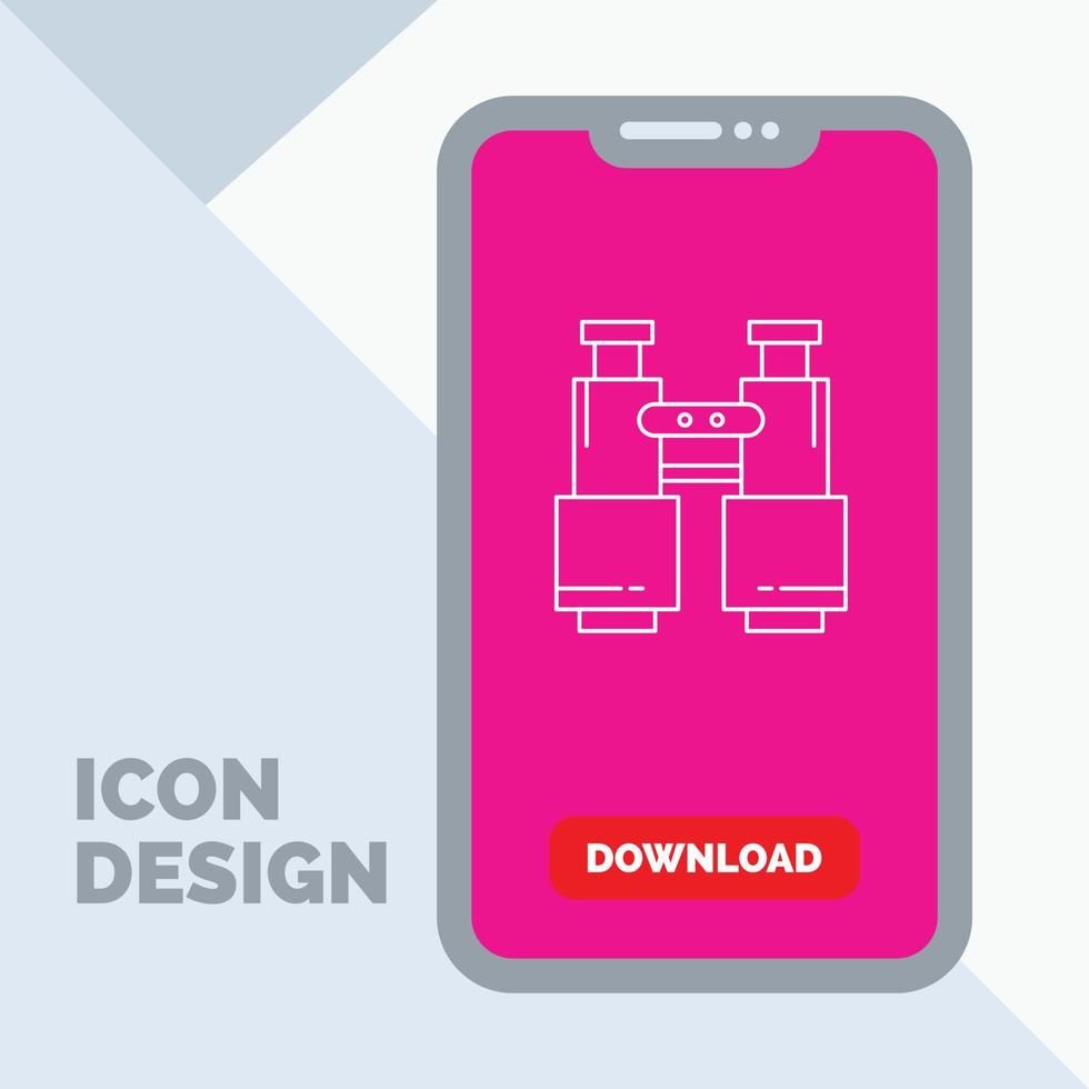 binoculars. find. search. explore. camping Line Icon in Mobile for Download Page vector