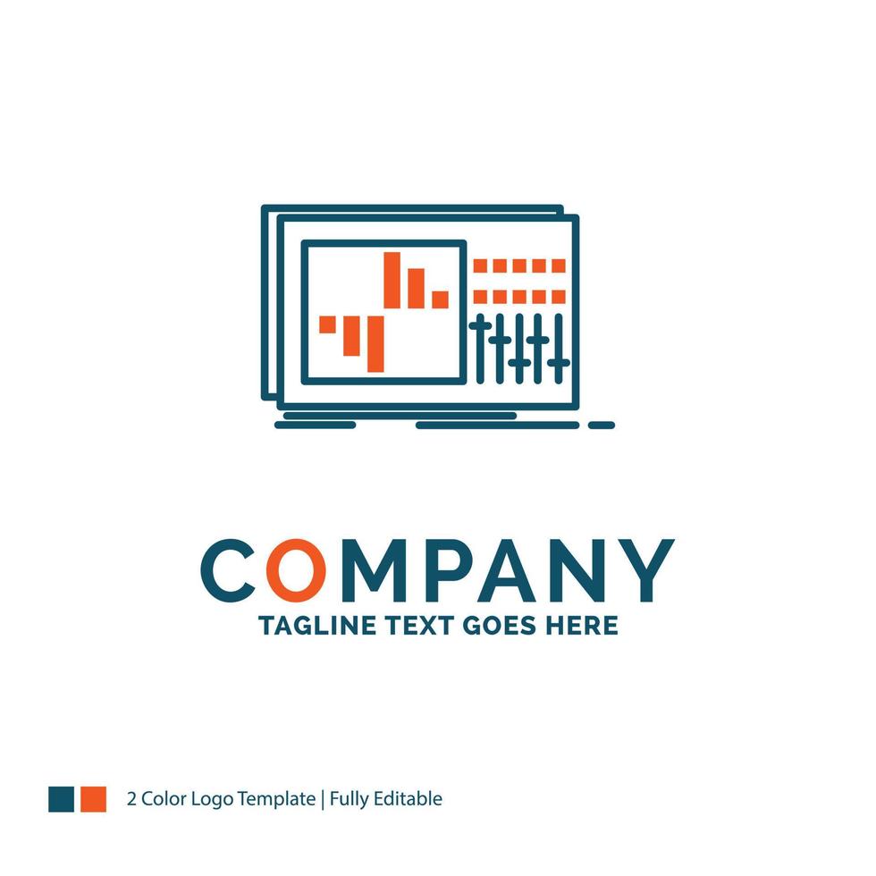 control, equalizer, equalization, sound, studio Logo Design. Blue and Orange Brand Name Design. Place for Tagline. vector