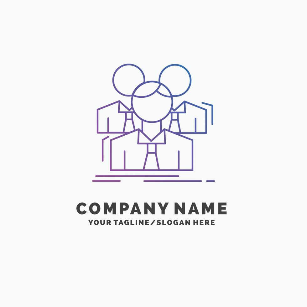 equipo, trabajo en equipo, negocio, reunión, grupo plantilla de logotipo de empresa púrpura. lugar para el eslogan vector