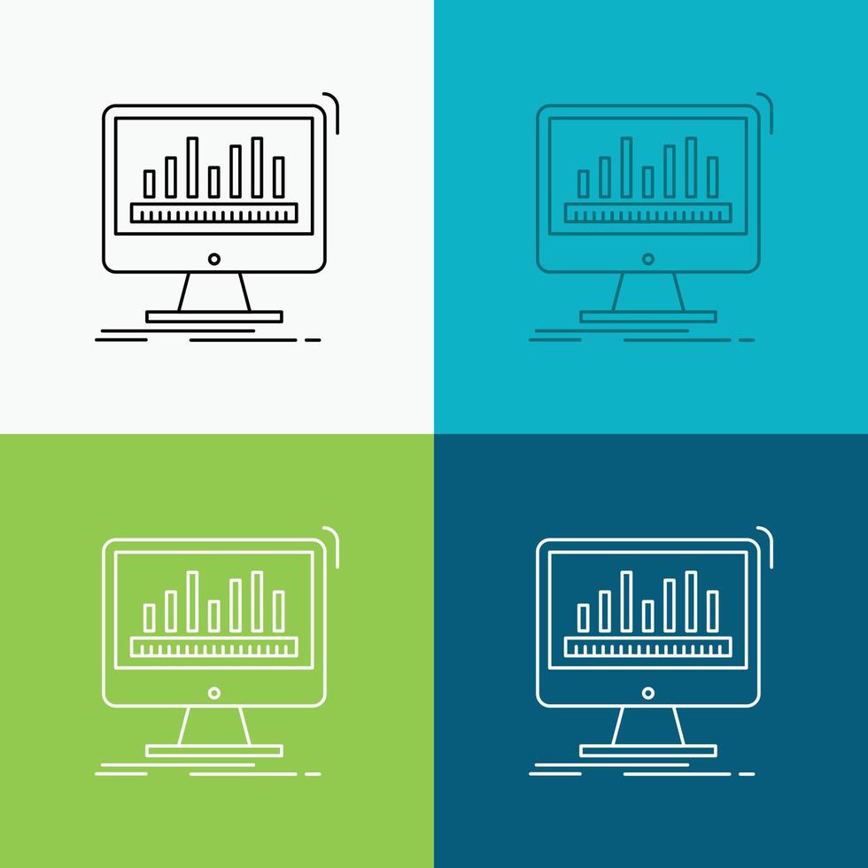 analítica. Procesando. tablero. datos. icono de estadísticas sobre varios antecedentes. diseño de estilo de línea. diseñado para web y aplicación. eps 10 ilustración vectorial vector