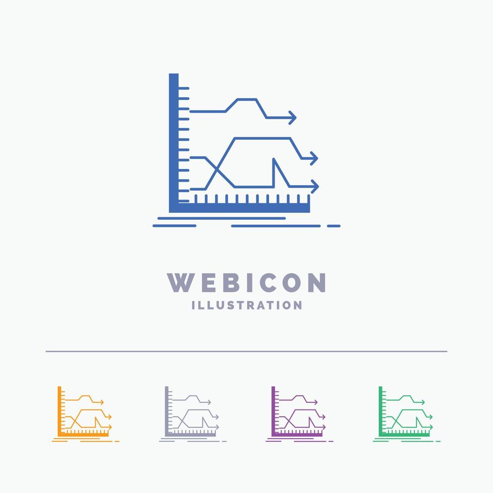 Arrows. forward. graph. market. prediction 5 Color Glyph Web Icon Template isolated on white. Vector illustration