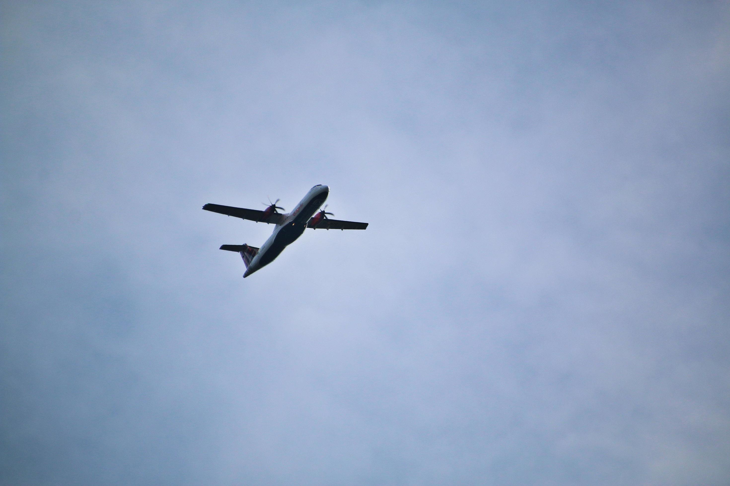 Manchester in the UK in October 2022. A Plane taking off from