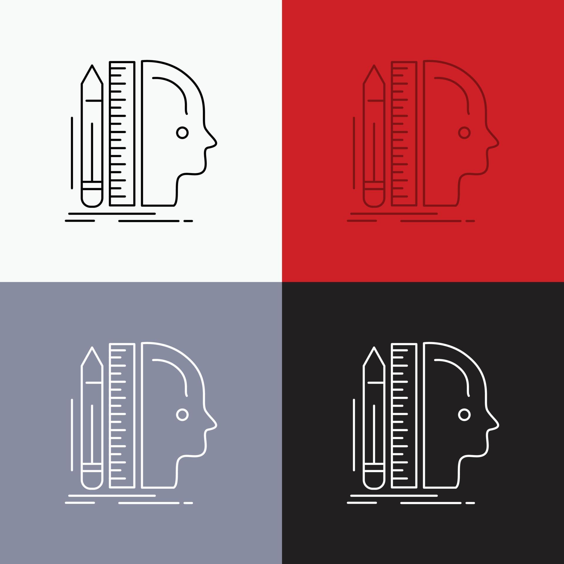 Design. human. ruler. size. thinking Icon Over Various Background. Line