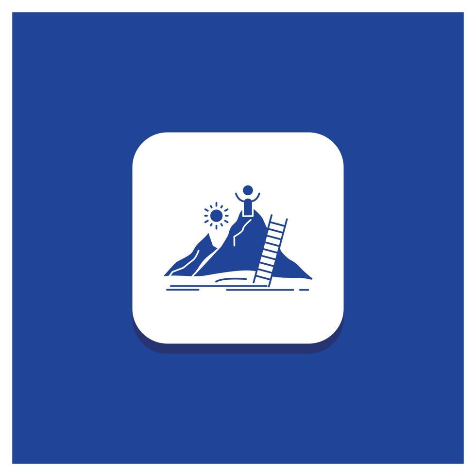 Blue Round Button for Success, personal, development, Leader, career Glyph icon vector