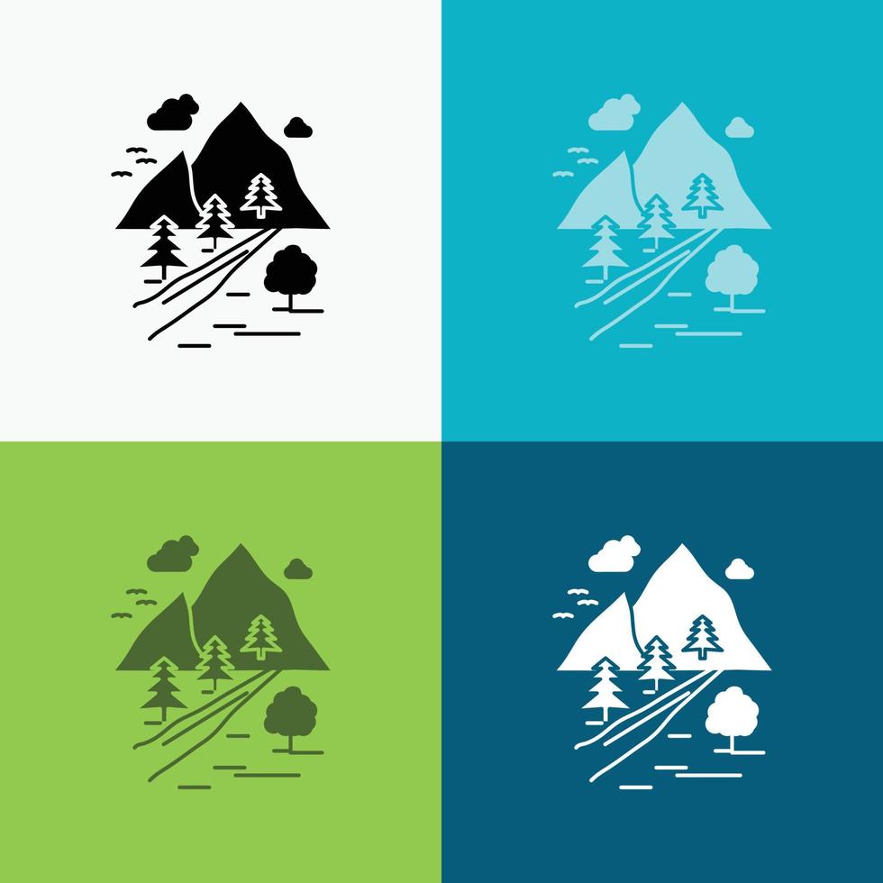 rocas árbol. Cerro. montaña. icono de la naturaleza sobre varios antecedentes. diseño de estilo de glifo. diseñado para web y aplicación. eps 10 ilustración vectorial vector