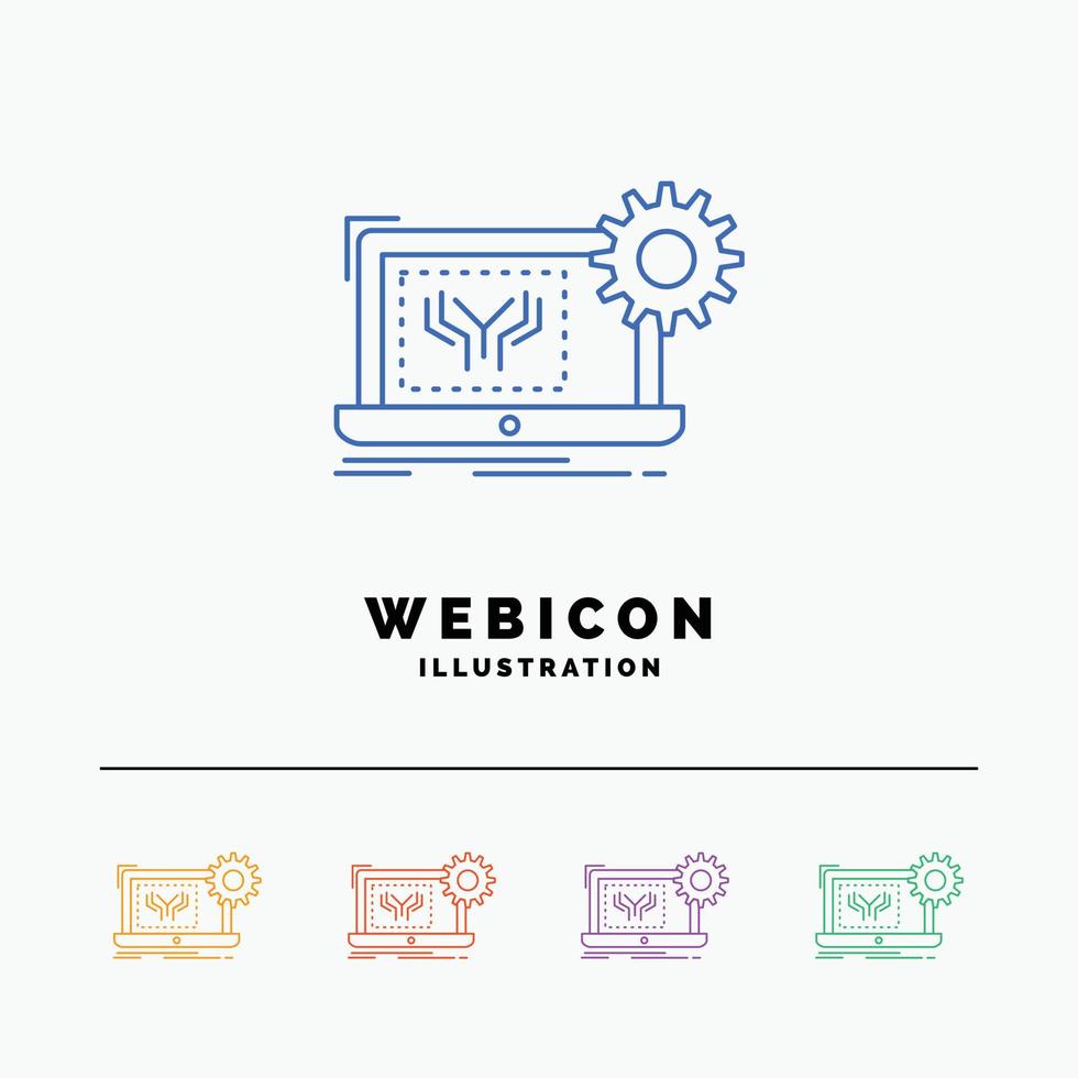 Blueprint. circuit. electronics. engineering. hardware 5 Color Line Web Icon Template isolated on white. Vector illustration